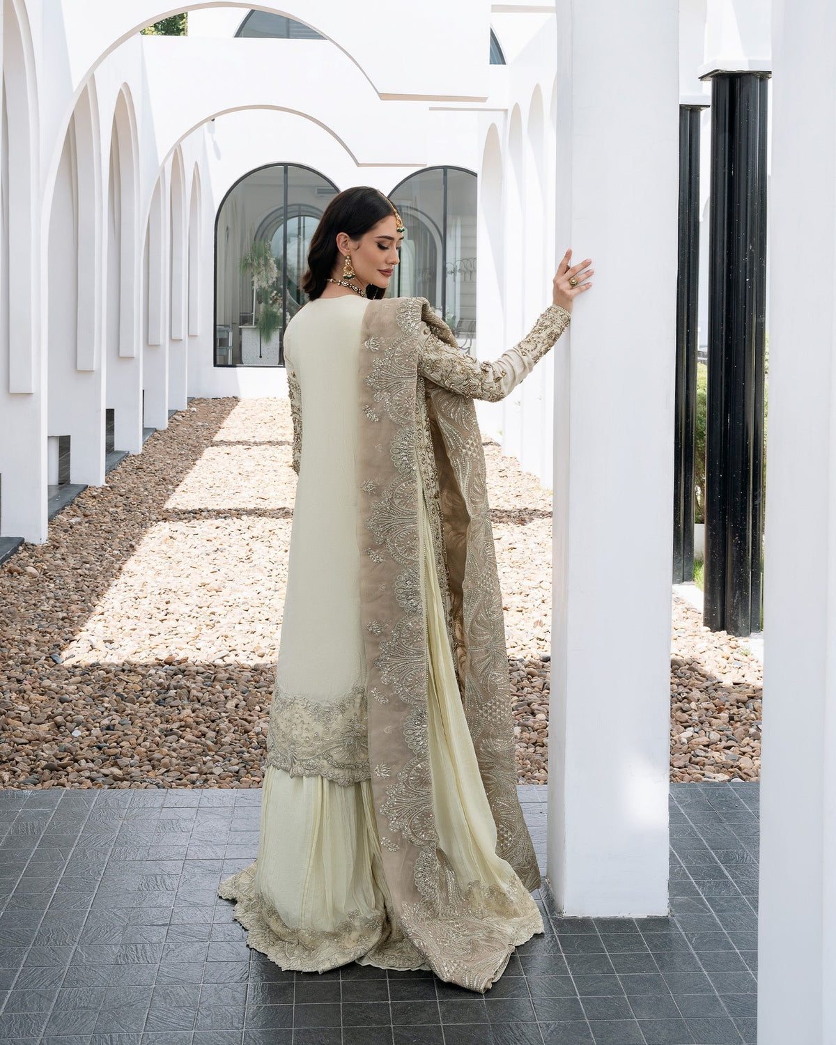 Mysie by Tahira | Aurea Luxury Formals | ELIKA-Brand:Mysie by Tahira-Type:Ladies Clothes-Ivory-Raw Silk-House of Maryam- Buy in UK, USA