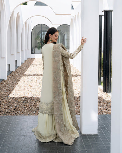Mysie by Tahira | Aurea Luxury Formals | ELIKA-Brand:Mysie by Tahira-Type:Ladies Clothes-Ivory-Raw Silk-House of Maryam- Buy in UK, USA