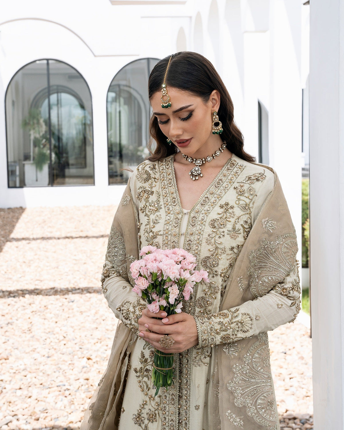 Mysie by Tahira | Aurea Luxury Formals | ELIKA-Brand:Mysie by Tahira-Type:Ladies Clothes-Ivory-Raw Silk-House of Maryam- Buy in UK, USA
