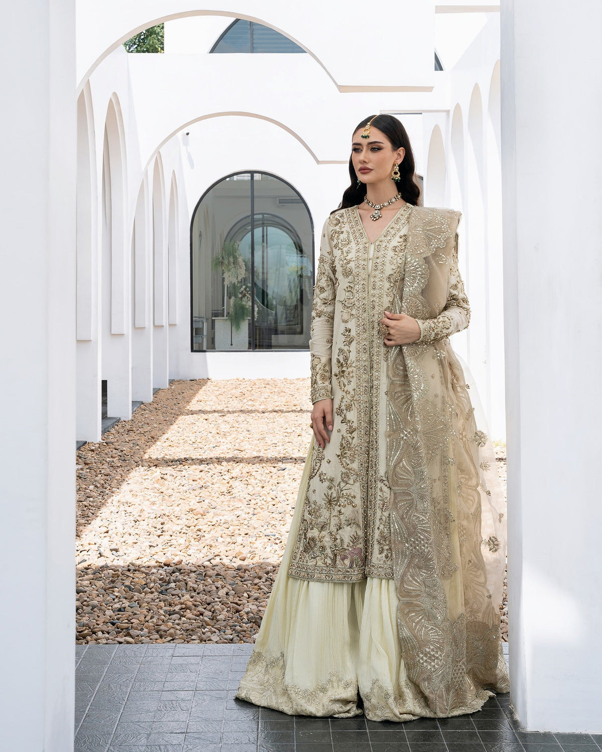 Mysie by Tahira | Aurea Luxury Formals | ELIKA-Brand:Mysie by Tahira-Type:Ladies Clothes-Ivory-Raw Silk-House of Maryam- Buy in UK, USA