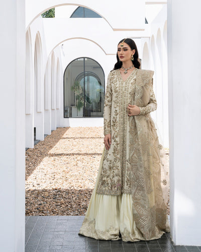 Mysie by Tahira | Aurea Luxury Formals | ELIKA-Brand:Mysie by Tahira-Type:Ladies Clothes-Ivory-Raw Silk-House of Maryam- Buy in UK, USA