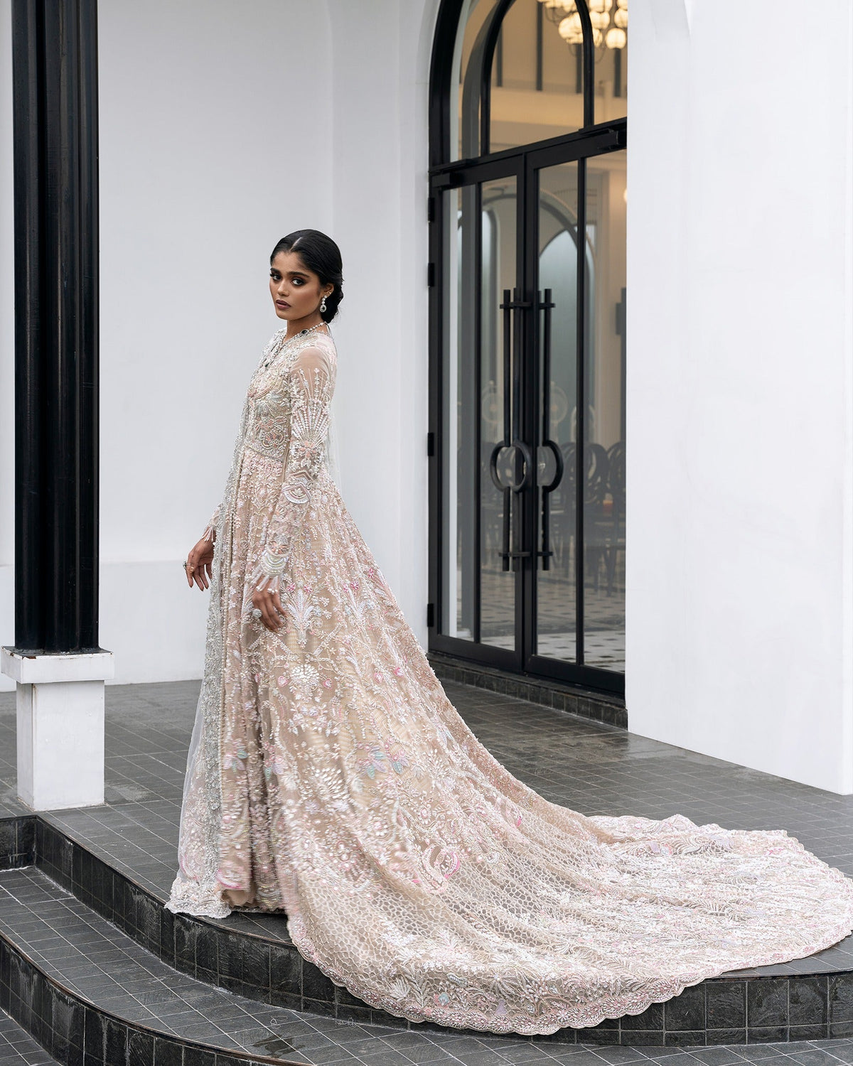 Mysie by Tahira | Aurea Luxury Formals | GULSHAN-Brand:Mysie by Tahira-Type:Ladies Clothes-Blush Peach-Organza-House of Maryam- Buy in UK, USA