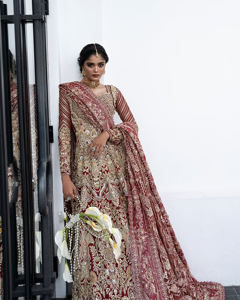 Mysie by Tahira | Aurea Luxury Formals | MAUVE-Brand:Mysie by Tahira-Type:Ladies Clothes-Ruby Red-Raw Silk-House of Maryam- Buy in UK, USA