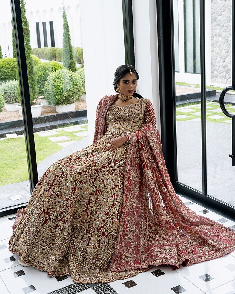 Mysie by Tahira | Aurea Luxury Formals | MAUVE-Brand:Mysie by Tahira-Type:Ladies Clothes-Ruby Red-Raw Silk-House of Maryam- Buy in UK, USA