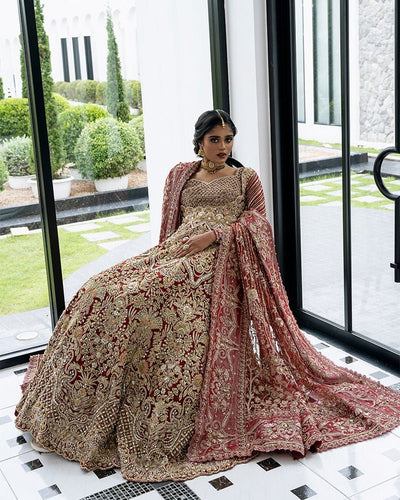 Mysie by Tahira | Aurea Luxury Formals | MAUVE-Brand:Mysie by Tahira-Type:Ladies Clothes-Ruby Red-Raw Silk-House of Maryam- Buy in UK, USA