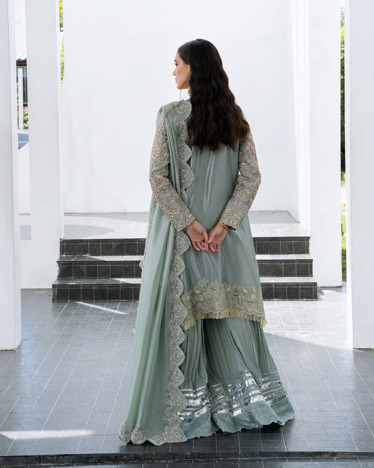 Mysie by Tahira | Aurea Luxury Formals | REGA-Brand:Mysie by Tahira-Type:Ladies Clothes-Pale Mint Green-Tissue-House of Maryam- Buy in UK, USA