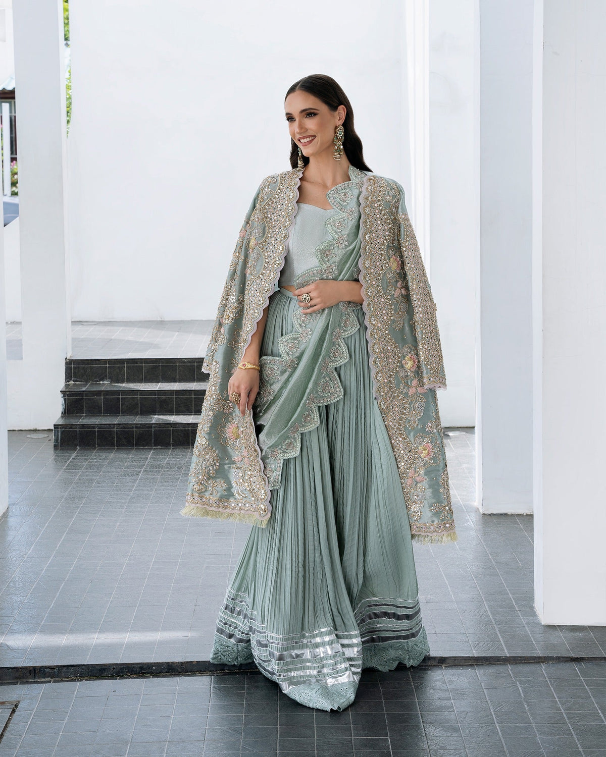 Mysie by Tahira | Aurea Luxury Formals | REGA-Brand:Mysie by Tahira-Type:Ladies Clothes-Pale Mint Green-Tissue-House of Maryam- Buy in UK, USA