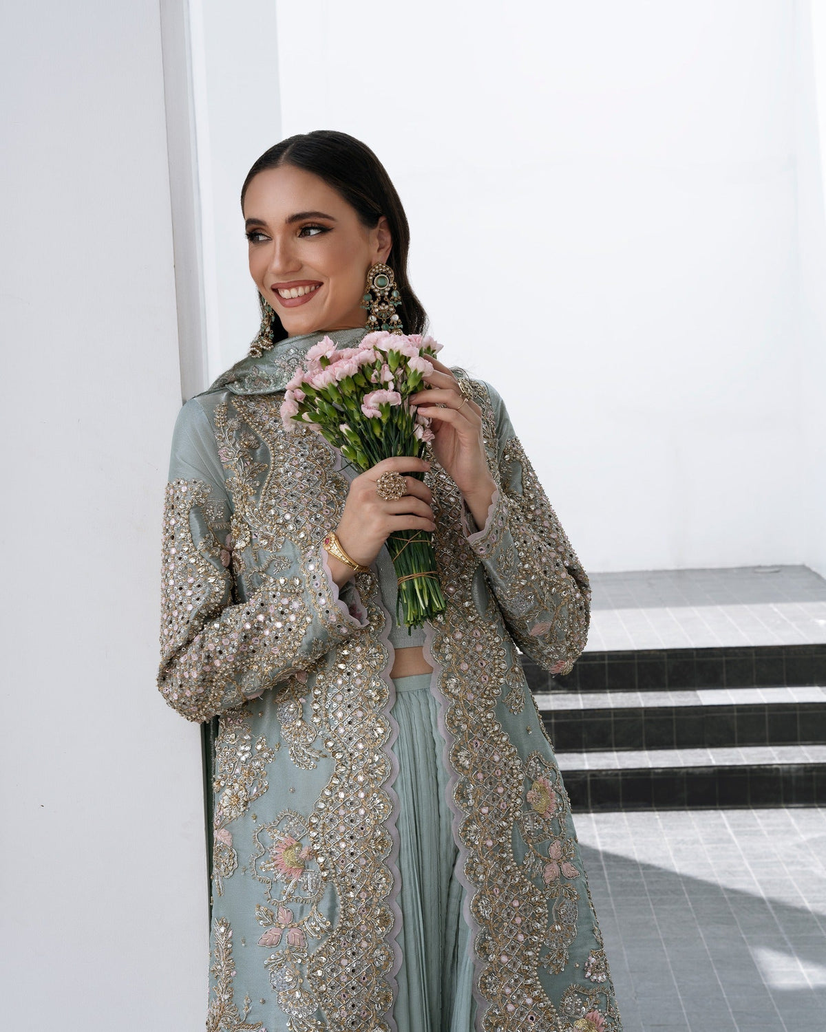 Mysie by Tahira | Aurea Luxury Formals | REGA-Brand:Mysie by Tahira-Type:Ladies Clothes-Pale Mint Green-Tissue-House of Maryam- Buy in UK, USA