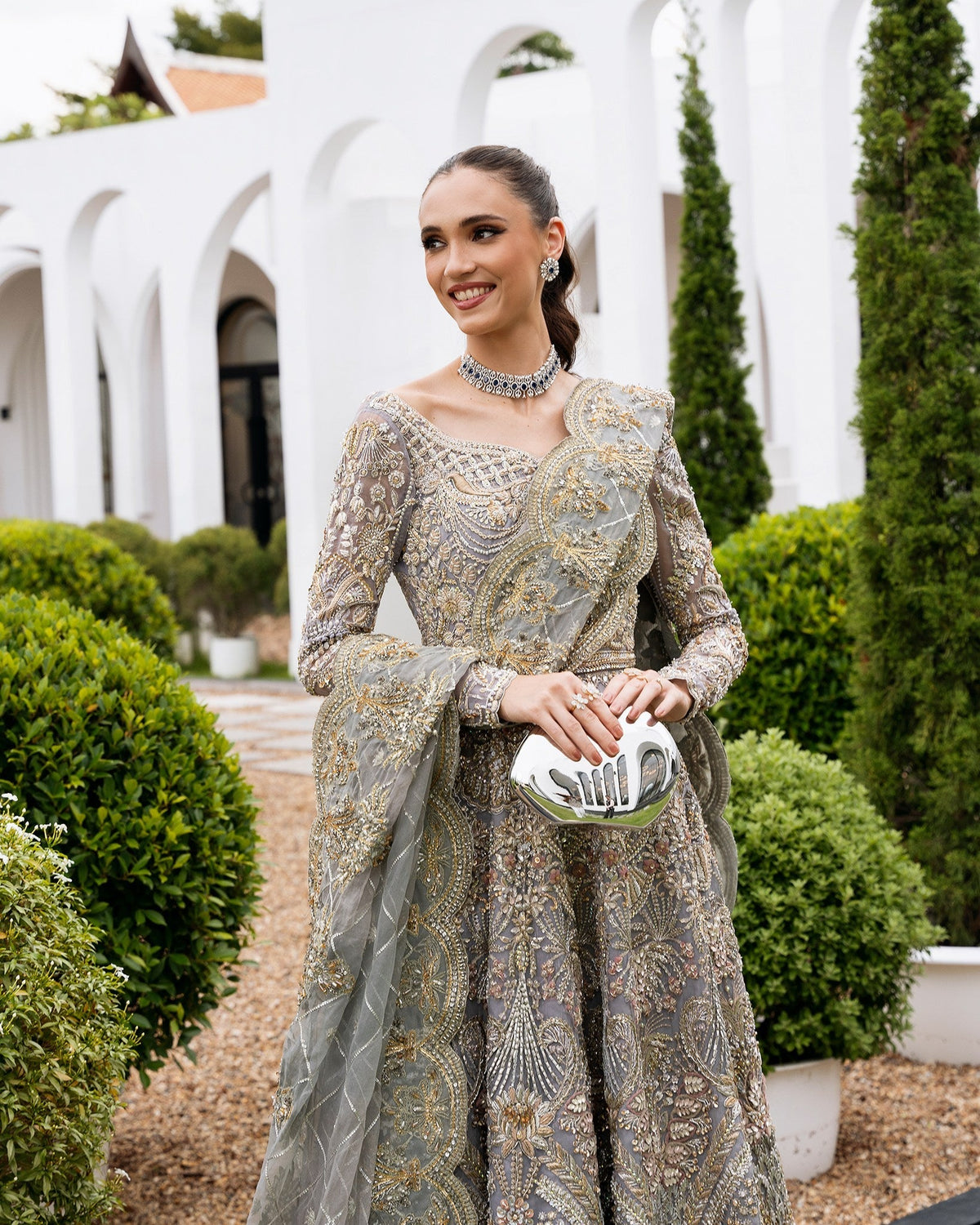 Mysie by Tahira | Aurea Luxury Formals | SOPH-Brand:Mysie by Tahira-Type:Ladies Clothes-Lavender Gray-Raw Silk-House of Maryam- Buy in UK, USA
