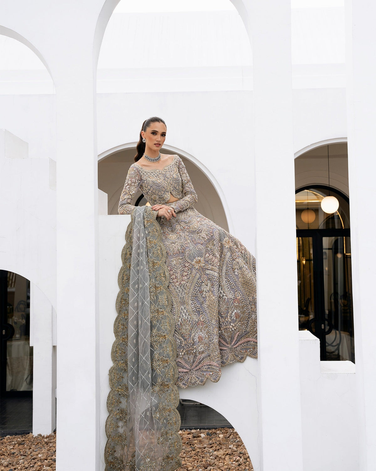 Mysie by Tahira | Aurea Luxury Formals | SOPH-Brand:Mysie by Tahira-Type:Ladies Clothes-Lavender Gray-Raw Silk-House of Maryam- Buy in UK, USA