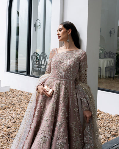 Mysie by Tahira | Aurea Luxury Formals | TANISHA-Brand:Mysie by Tahira-Type:Ladies Clothes-Salmon Pink-Raw Silk-House of Maryam- Buy in UK, USA