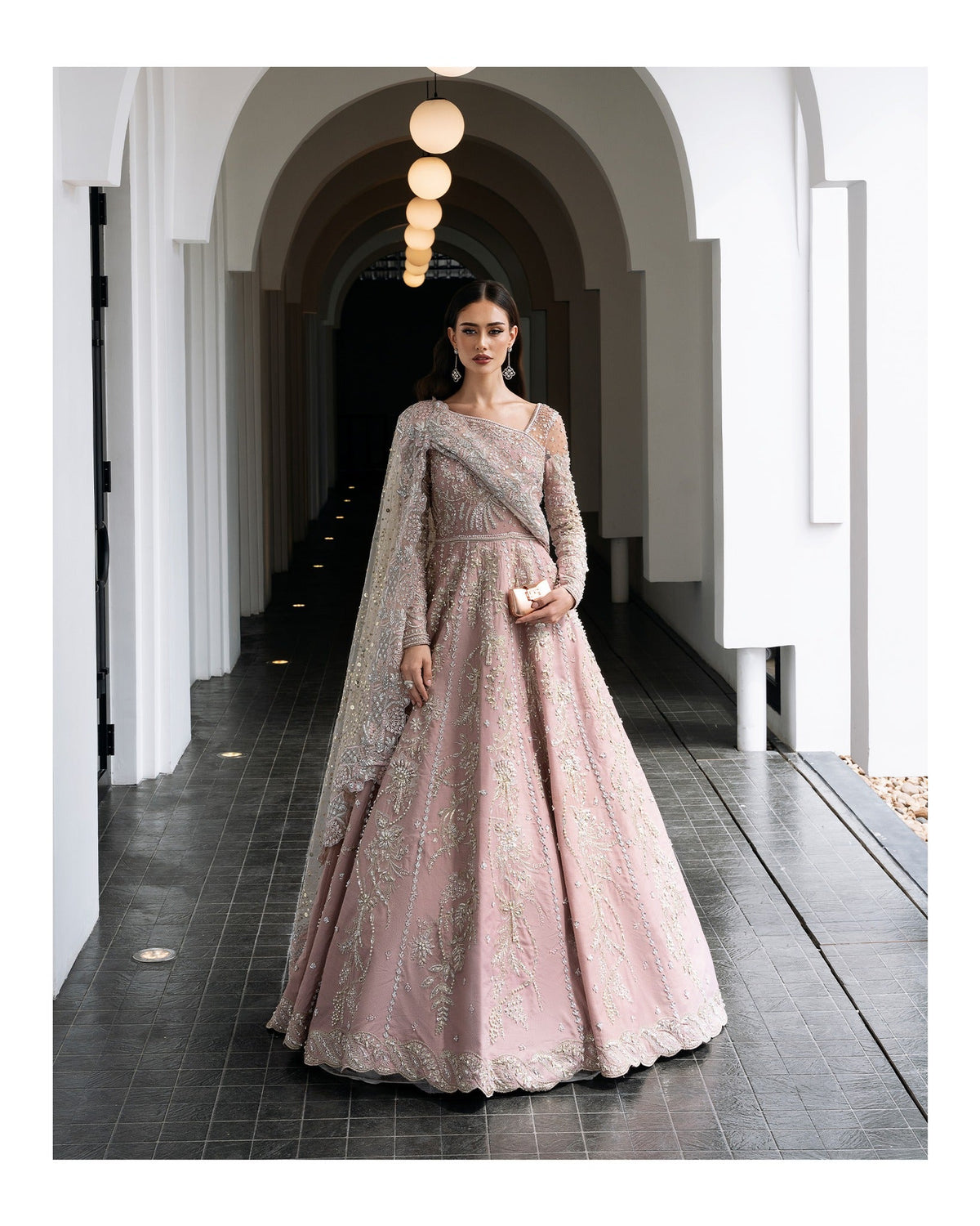 Mysie by Tahira | Aurea Luxury Formals | TANISHA-Brand:Mysie by Tahira-Type:Ladies Clothes-Salmon Pink-Raw Silk-House of Maryam- Buy in UK, USA