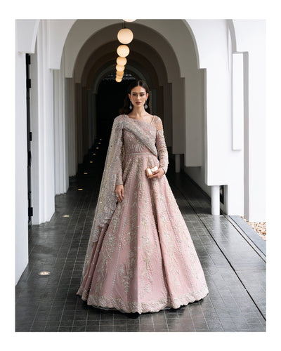 Mysie by Tahira | Aurea Luxury Formals | TANISHA-Brand:Mysie by Tahira-Type:Ladies Clothes-Salmon Pink-Raw Silk-House of Maryam- Buy in UK, USA