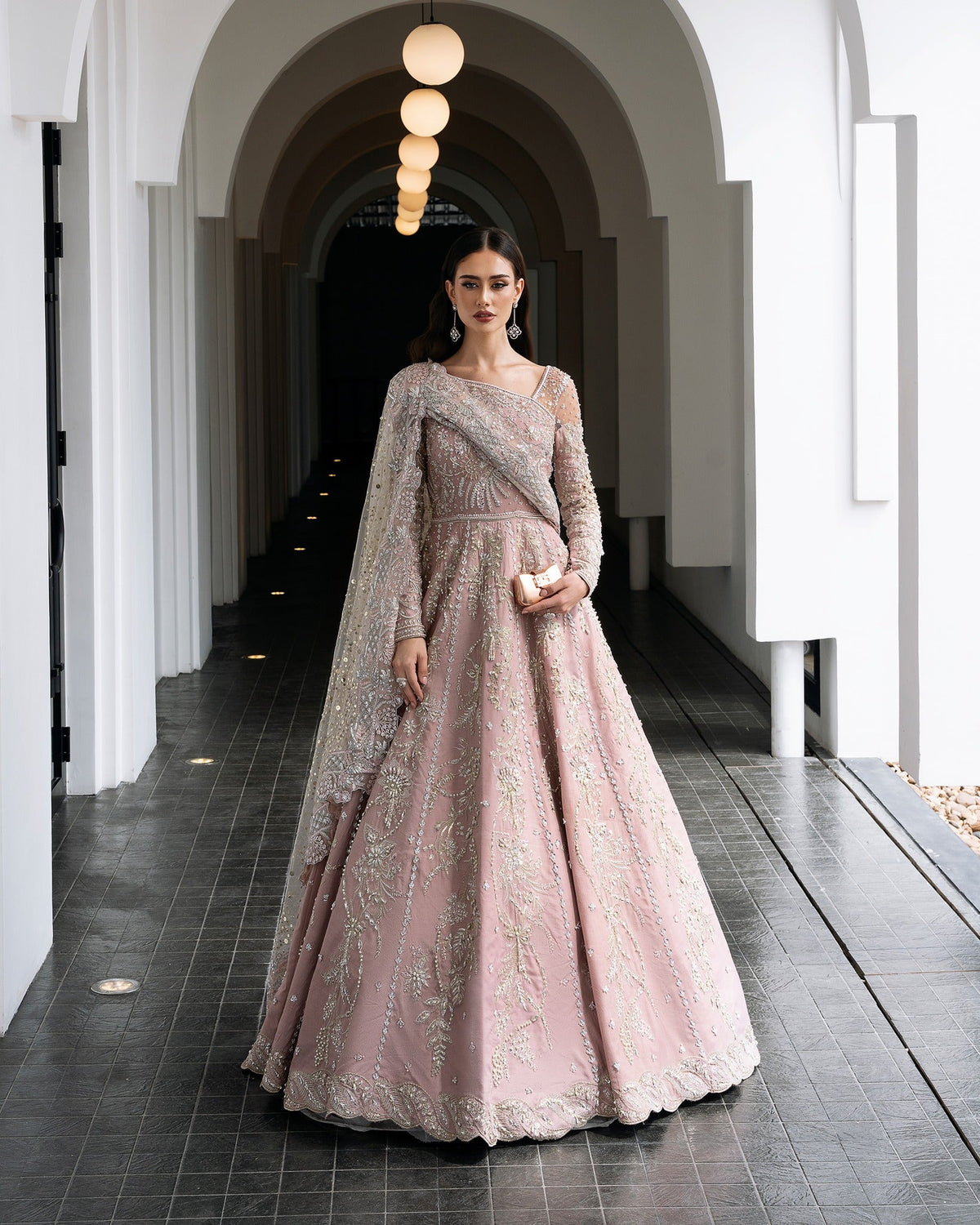 Mysie by Tahira | Aurea Luxury Formals | TANISHA-Brand:Mysie by Tahira-Type:Ladies Clothes-Salmon Pink-Raw Silk-House of Maryam- Buy in UK, USA