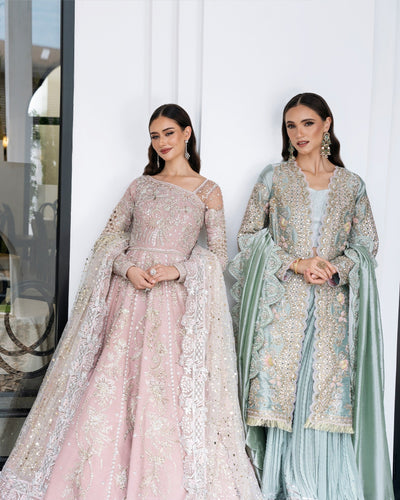 Mysie by Tahira | Aurea Luxury Formals | TANISHA-Brand:Mysie by Tahira-Type:Ladies Clothes-Salmon Pink-Raw Silk-House of Maryam- Buy in UK, USA