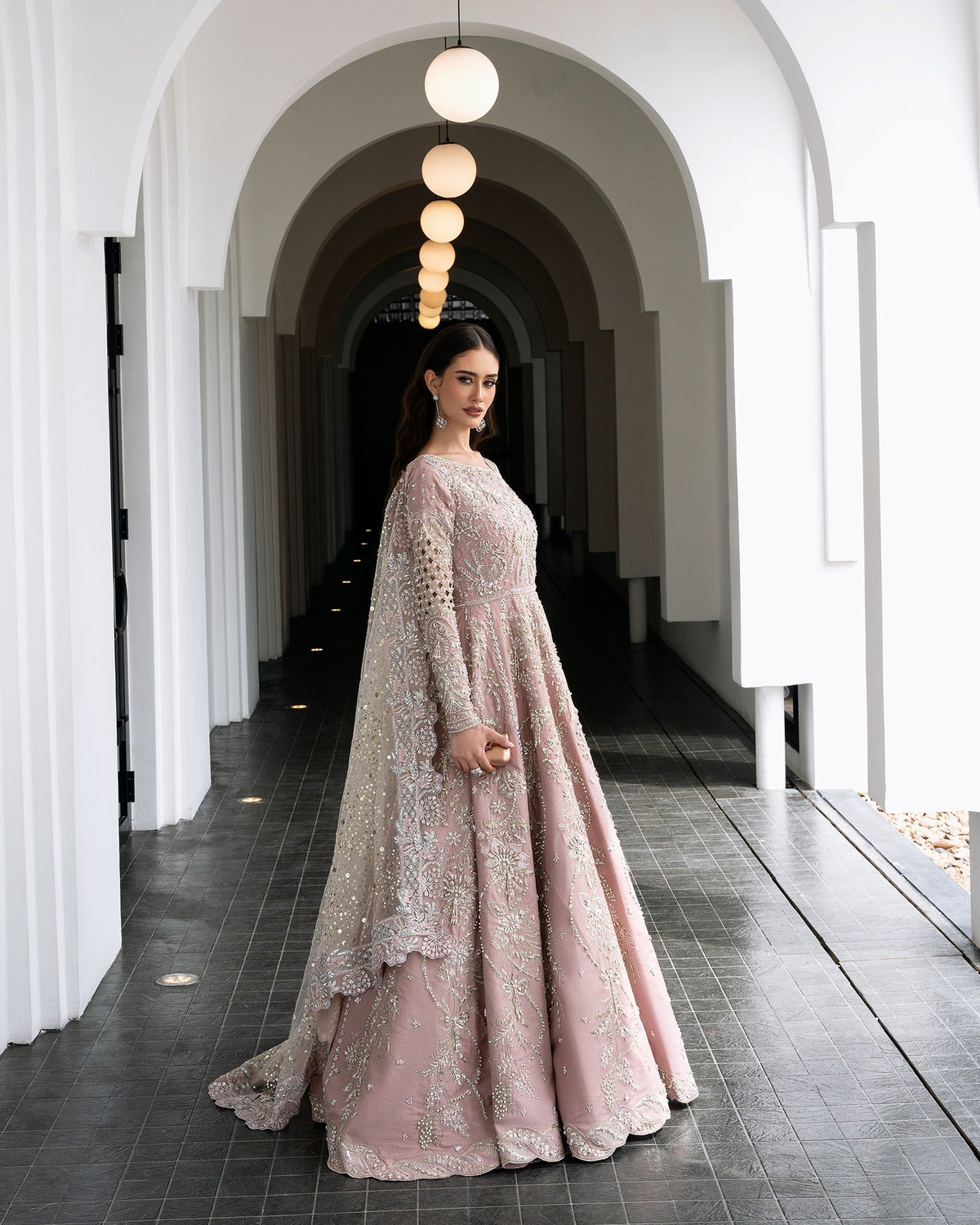 Mysie by Tahira | Aurea Luxury Formals | TANISHA-Brand:Mysie by Tahira-Type:Ladies Clothes-Salmon Pink-Raw Silk-House of Maryam- Buy in UK, USA