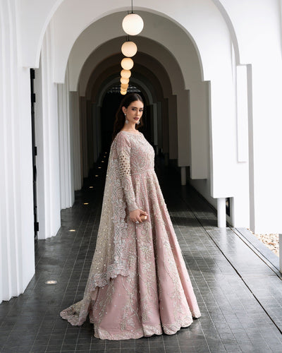 Mysie by Tahira | Aurea Luxury Formals | TANISHA-Brand:Mysie by Tahira-Type:Ladies Clothes-Salmon Pink-Raw Silk-House of Maryam- Buy in UK, USA