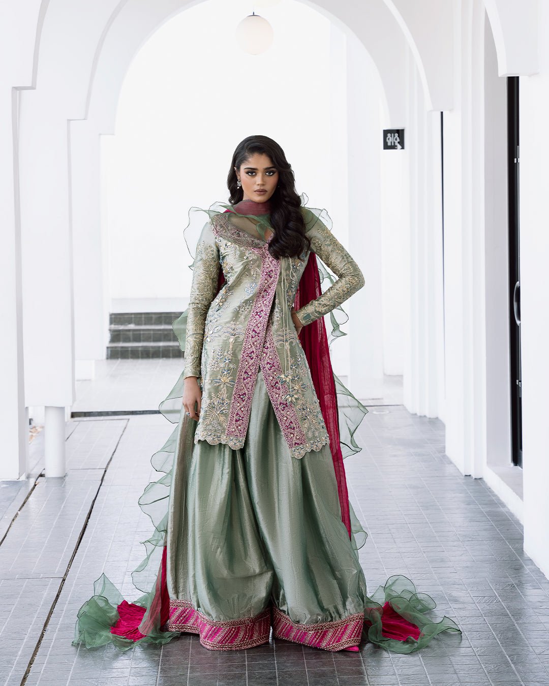 Mysie by Tahira | Aurea Luxury Formals | ZARU-Brand:Mysie by Tahira-Type:Ladies Clothes-Mint Green-Tissue-House of Maryam- Buy in UK, USA