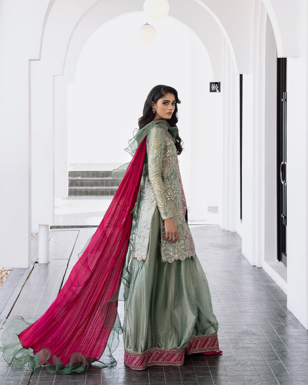 Mysie by Tahira | Aurea Luxury Formals | ZARU-Brand:Mysie by Tahira-Type:Ladies Clothes-Mint Green-Tissue-House of Maryam- Buy in UK, USA