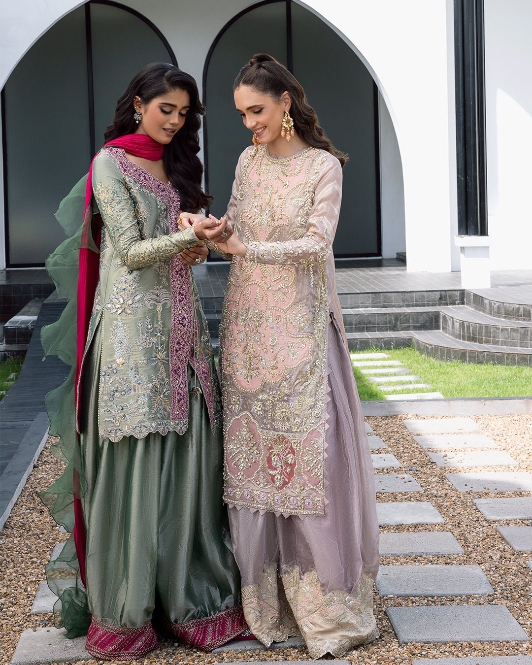 Mysie by Tahira | Aurea Luxury Formals | ZARU-Brand:Mysie by Tahira-Type:Ladies Clothes-Mint Green-Tissue-House of Maryam- Buy in UK, USA