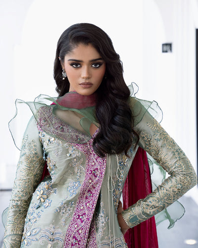 Mysie by Tahira | Aurea Luxury Formals | ZARU-Brand:Mysie by Tahira-Type:Ladies Clothes-Mint Green-Tissue-House of Maryam- Buy in UK, USA