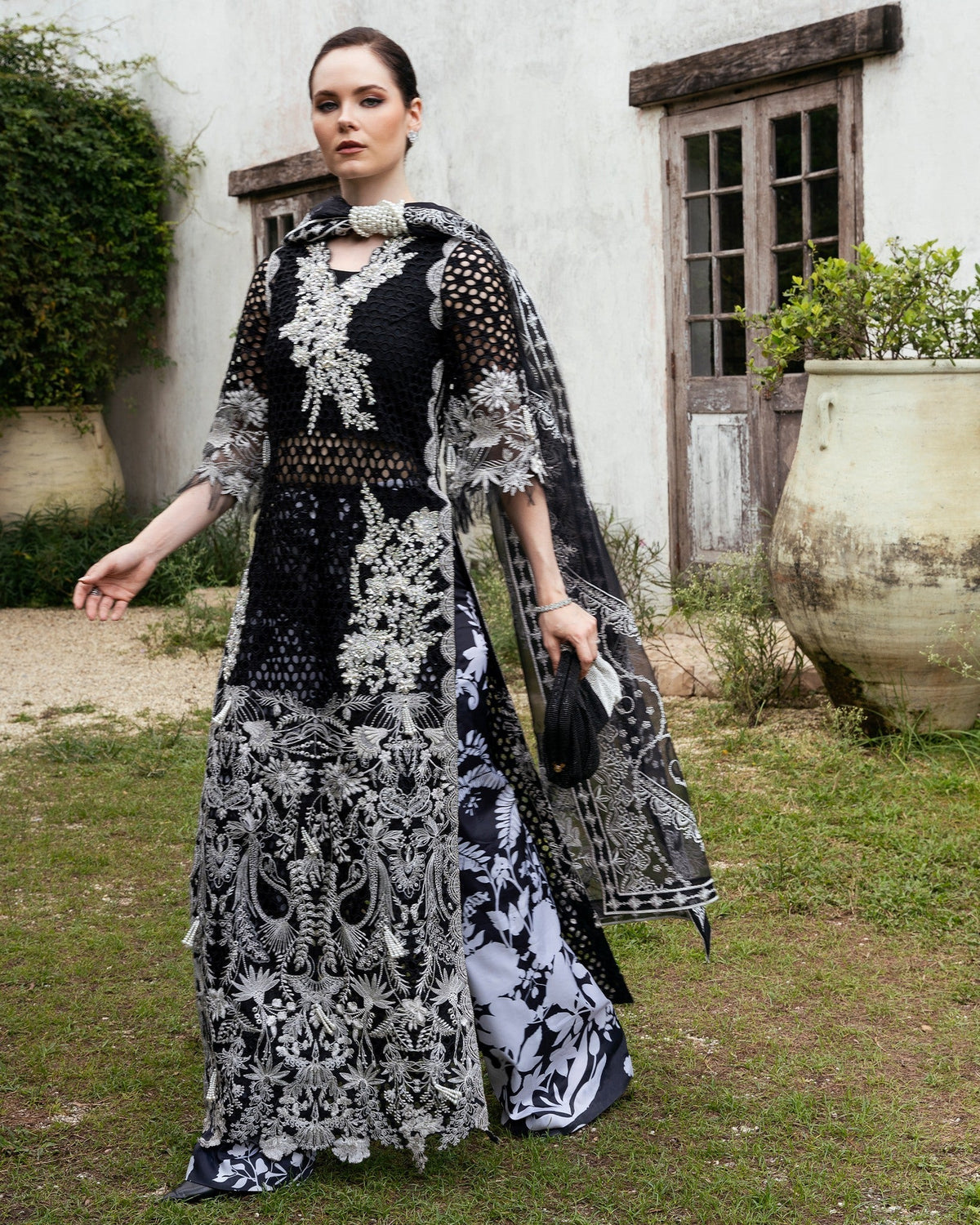 Mysie by Tahira | Eid Festive | ALTHEA-Brand:Mysie by Tahira-Type:Ladies Clothes-Black-Raw Silk-House of Maryam- Buy in UK, USA