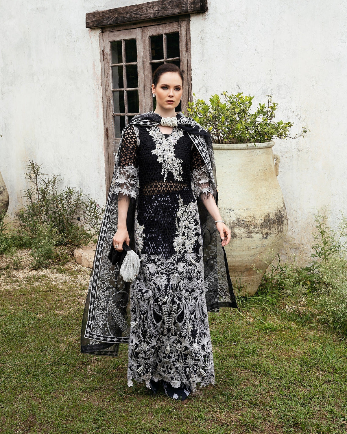 Mysie by Tahira | Eid Festive | ALTHEA-Brand:Mysie by Tahira-Type:Ladies Clothes-Black-Raw Silk-House of Maryam- Buy in UK, USA