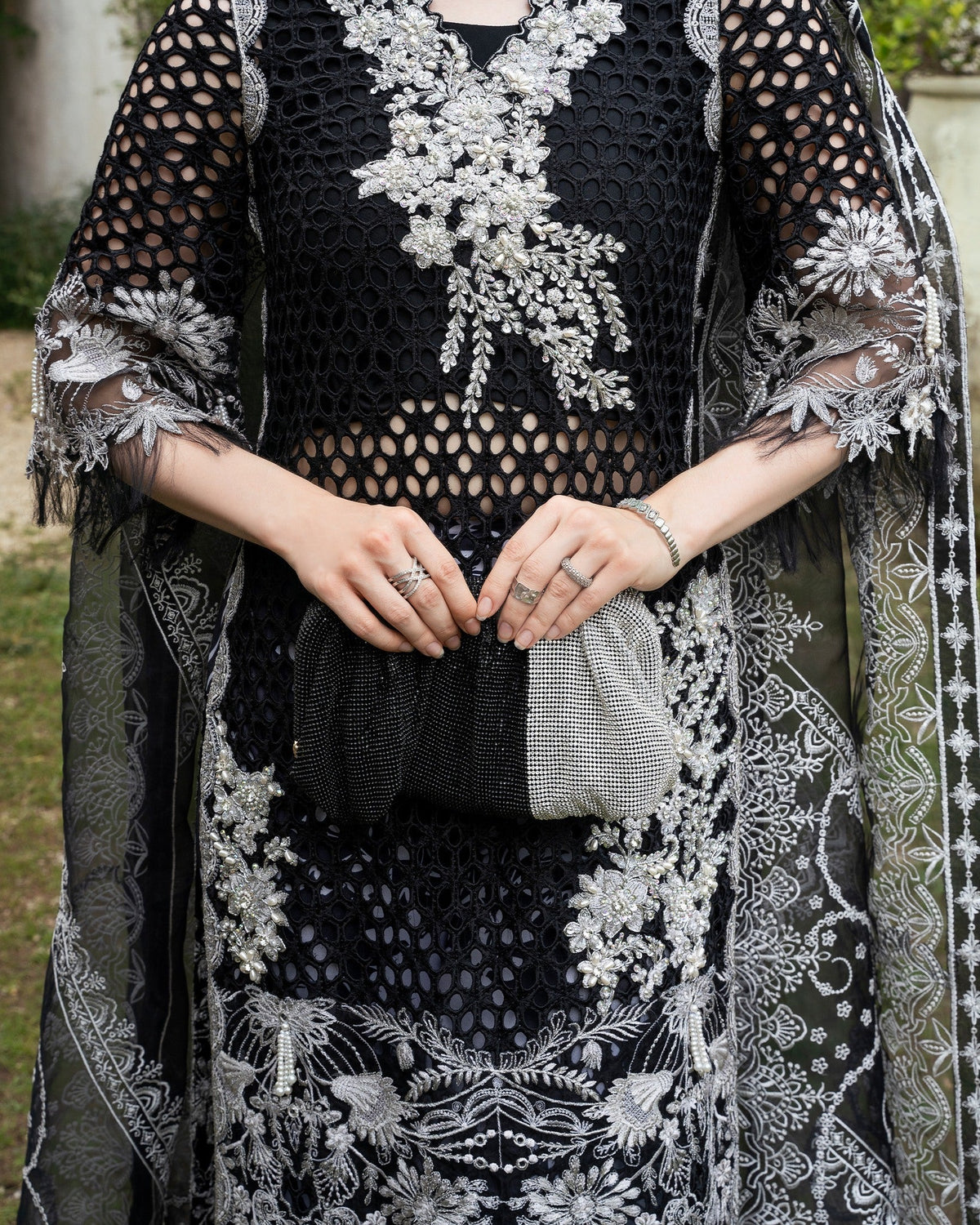Mysie by Tahira | Eid Festive | ALTHEA-Brand:Mysie by Tahira-Type:Ladies Clothes-Black-Raw Silk-House of Maryam- Buy in UK, USA