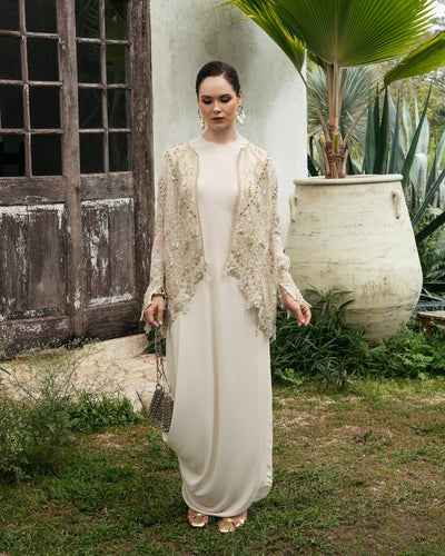 Mysie by Tahira | Eid Festive | ANGLICA-Brand:Mysie by Tahira-Type:Ladies Clothes-Off White-Raw Silk-House of Maryam- Buy in UK, USA