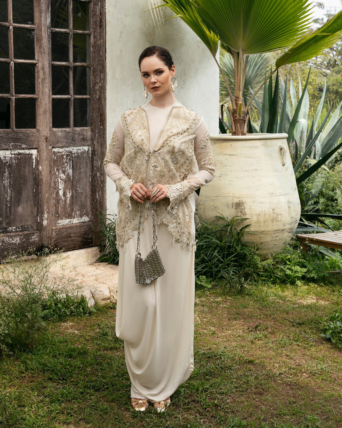Mysie by Tahira | Eid Festive | ANGLICA-Brand:Mysie by Tahira-Type:Ladies Clothes-Off White-Raw Silk-House of Maryam- Buy in UK, USA