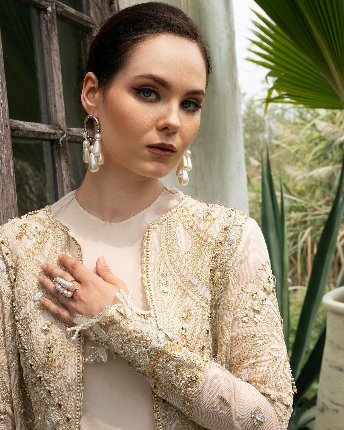 Mysie by Tahira | Eid Festive | ANGLICA-Brand:Mysie by Tahira-Type:Ladies Clothes-Off White-Raw Silk-House of Maryam- Buy in UK, USA