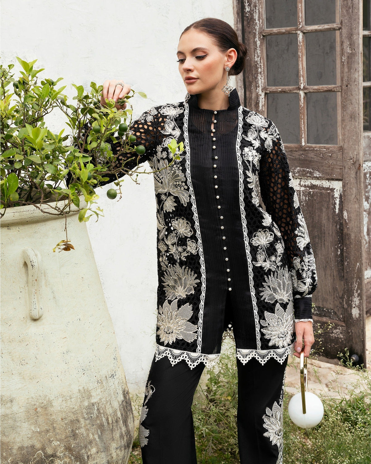 Mysie by Tahira | Eid Festive | APACHE-Brand:Mysie by Tahira-Type:Ladies Clothes-Black-Raw Silk-House of Maryam- Buy in UK, USA