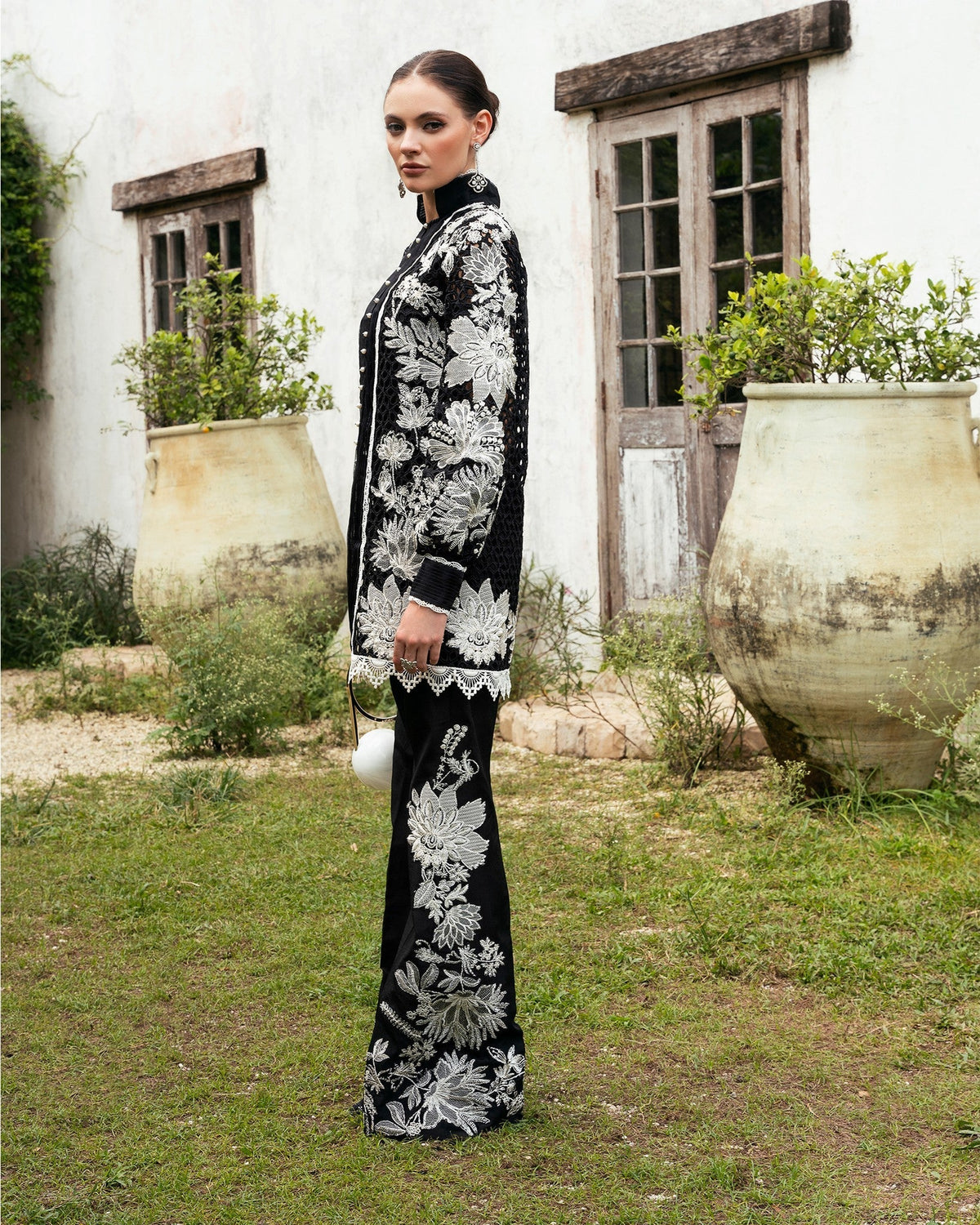 Mysie by Tahira | Eid Festive | APACHE-Brand:Mysie by Tahira-Type:Ladies Clothes-Black-Raw Silk-House of Maryam- Buy in UK, USA
