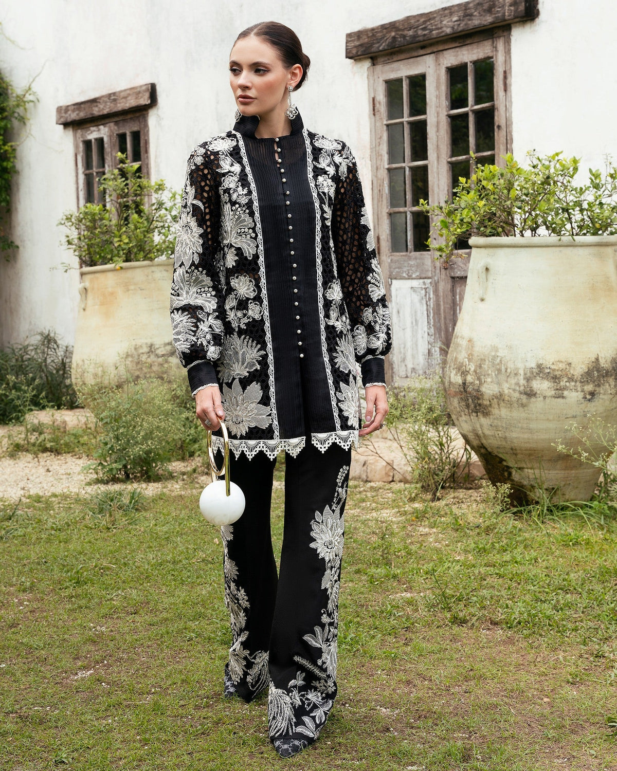 Mysie by Tahira | Eid Festive | APACHE-Brand:Mysie by Tahira-Type:Ladies Clothes-Black-Raw Silk-House of Maryam- Buy in UK, USA