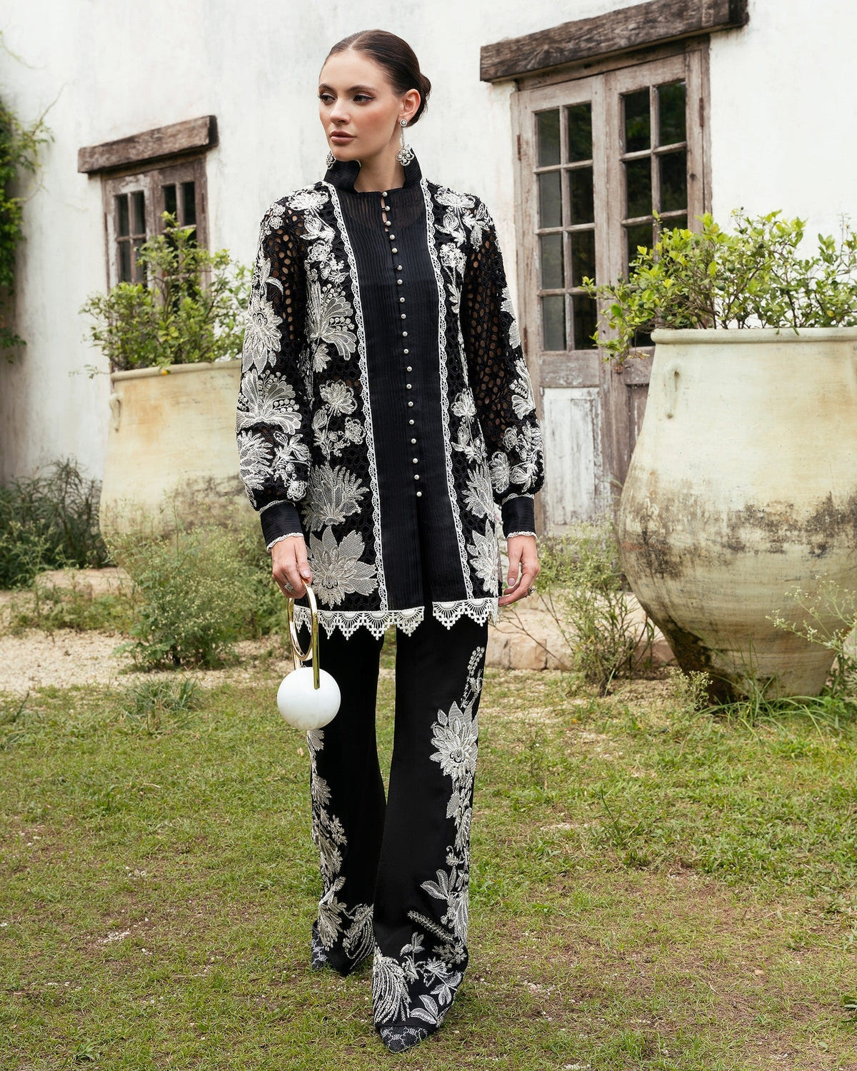 Mysie by Tahira | Eid Festive | APACHE-Brand:Mysie by Tahira-Type:Ladies Clothes-Black-Raw Silk-House of Maryam- Buy in UK, USA