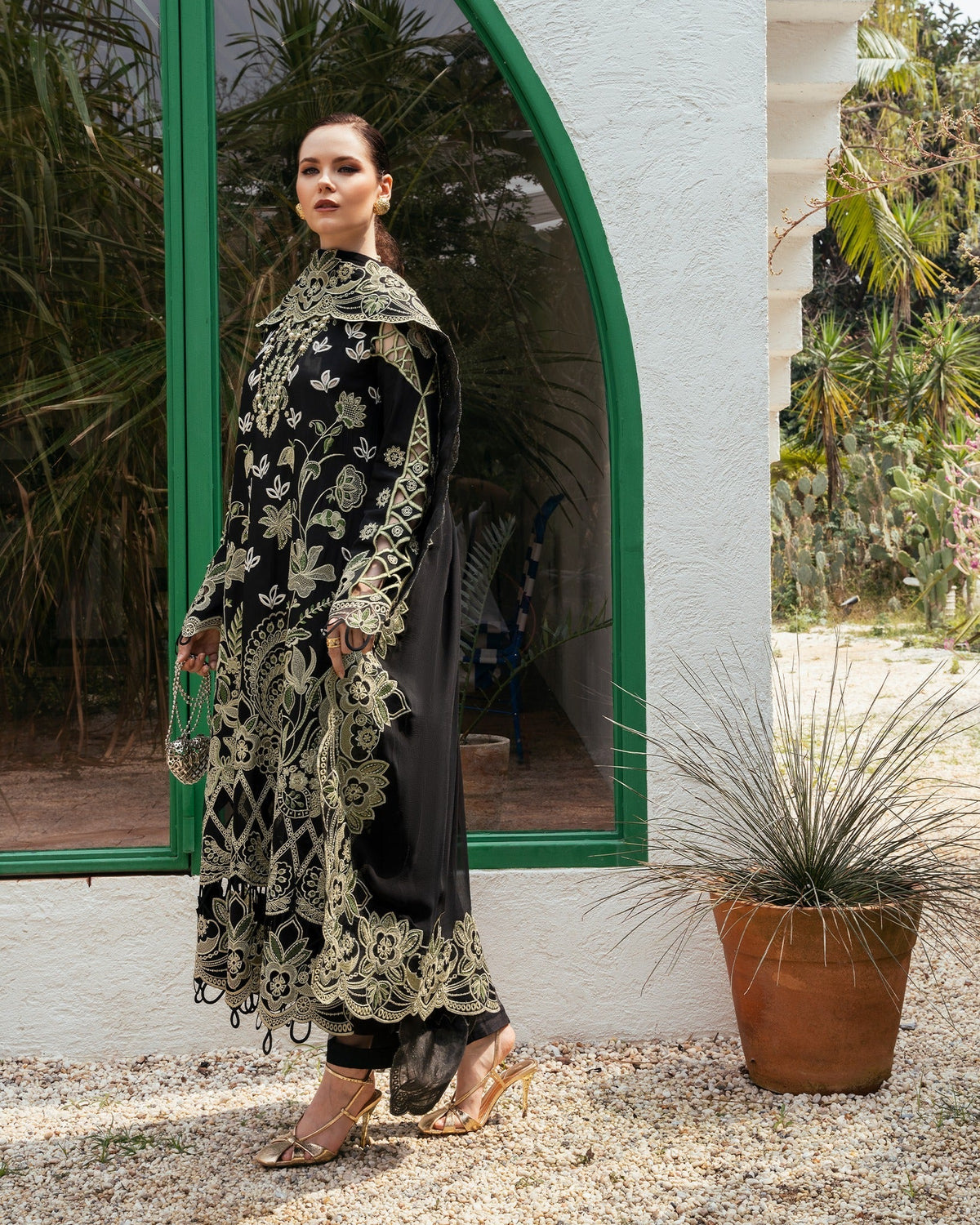 Mysie by Tahira | Eid Festive | BINAH-Brand:Mysie by Tahira-Type:Ladies Clothes-Black-Raw Silk-House of Maryam- Buy in UK, USA