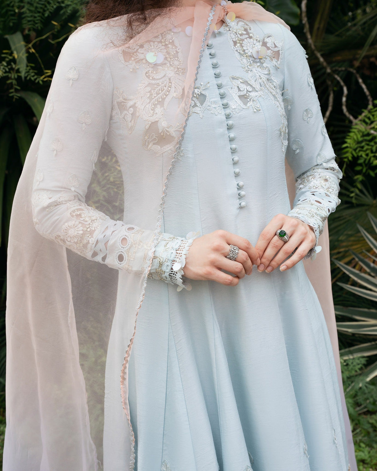 Mysie by Tahira | Eid Festive | ICY-Brand:Mysie by Tahira-Type:Ladies Clothes-Ice Blue-Raw Silk-House of Maryam- Buy in UK, USA