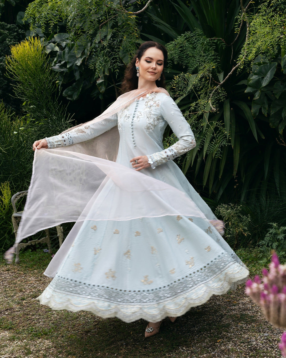 Mysie by Tahira | Eid Festive | ICY-Brand:Mysie by Tahira-Type:Ladies Clothes-Ice Blue-Raw Silk-House of Maryam- Buy in UK, USA