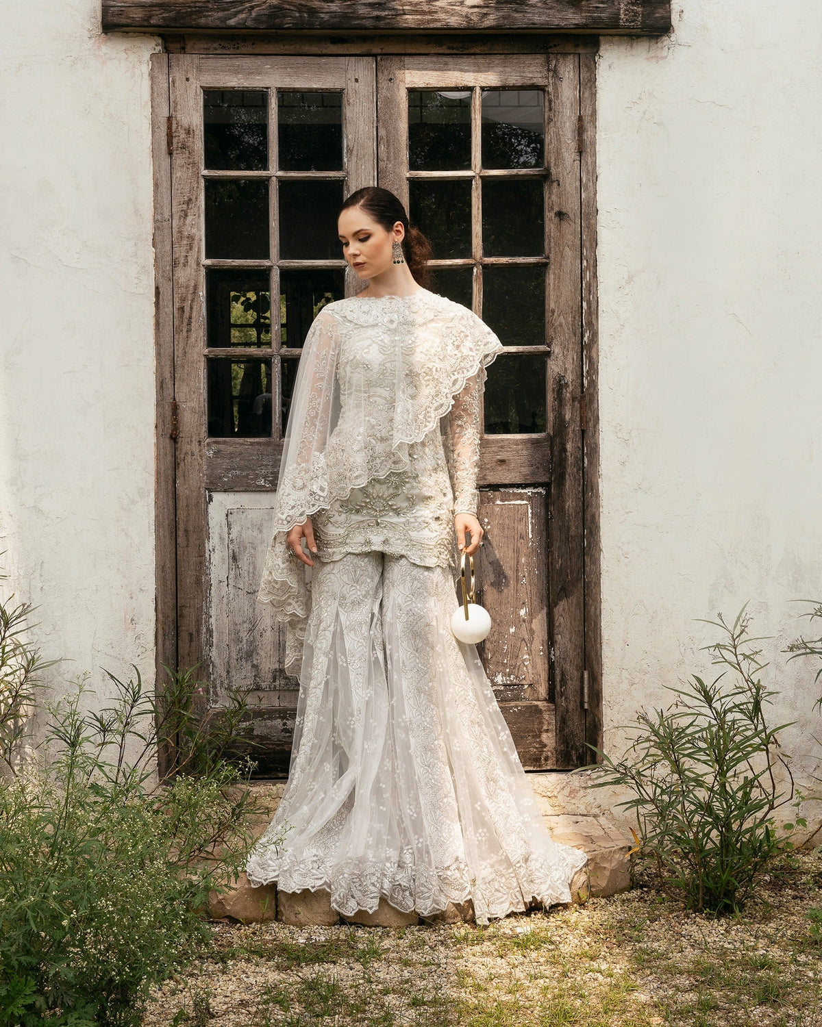 Mysie by Tahira | Eid Festive | NIHA-Brand:Mysie by Tahira-Type:Ladies Clothes-Off White-Net-House of Maryam- Buy in UK, USA