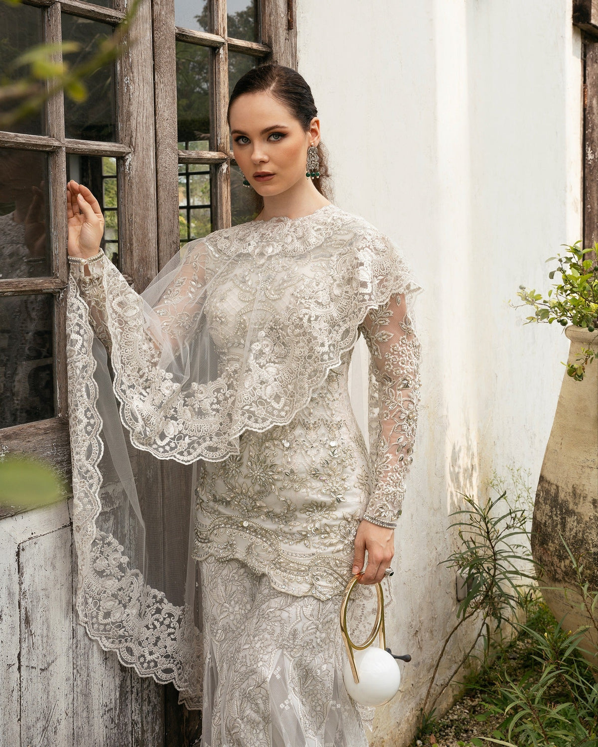Mysie by Tahira | Eid Festive | NIHA-Brand:Mysie by Tahira-Type:Ladies Clothes-Off White-Net-House of Maryam- Buy in UK, USA