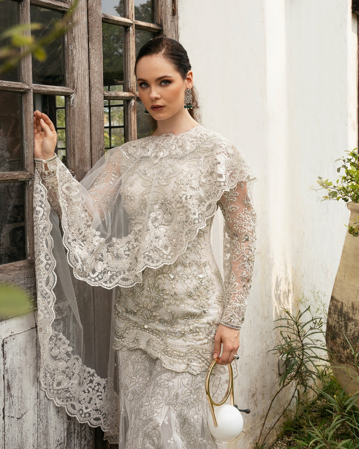 Mysie by Tahira | Eid Festive | NIHA-Brand:Mysie by Tahira-Type:Ladies Clothes-Off White-Net-House of Maryam- Buy in UK, USA