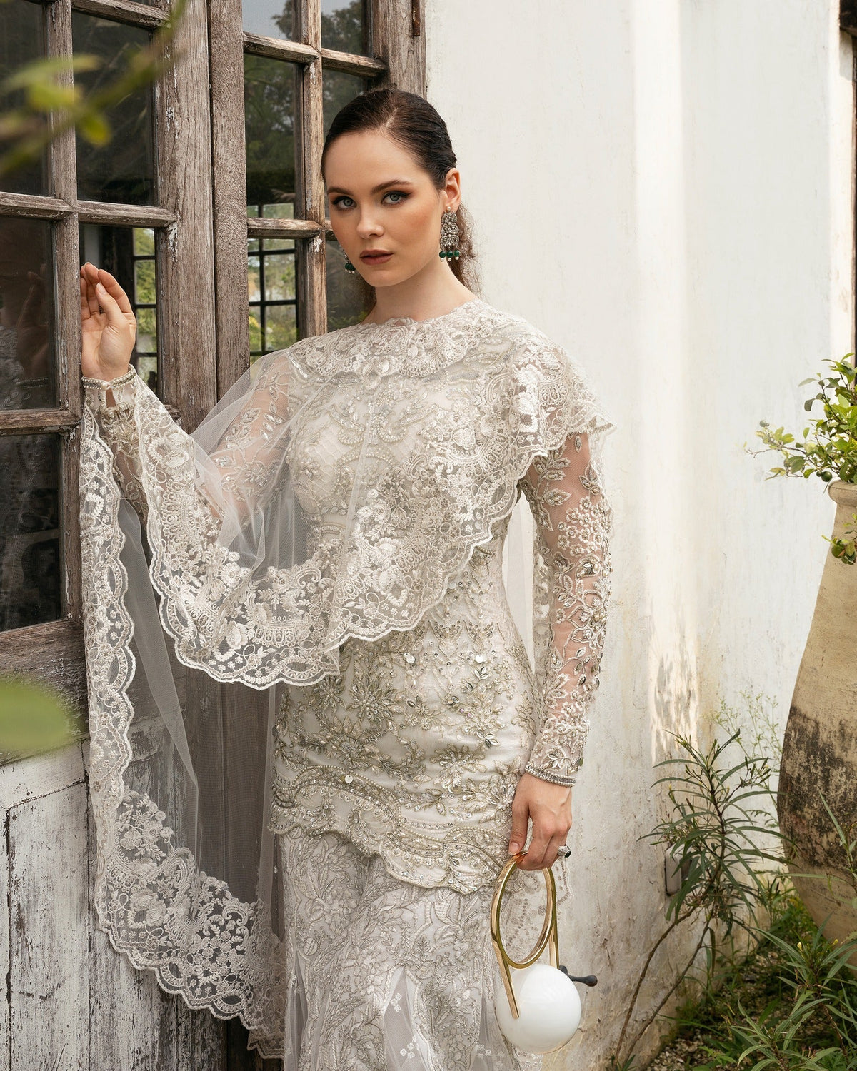 Mysie by Tahira | Eid Festive | NIHA-Brand:Mysie by Tahira-Type:Ladies Clothes-Off White-Net-House of Maryam- Buy in UK, USA