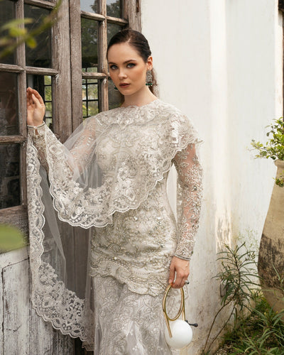 Mysie by Tahira | Eid Festive | NIHA-Brand:Mysie by Tahira-Type:Ladies Clothes-Off White-Net-House of Maryam- Buy in UK, USA