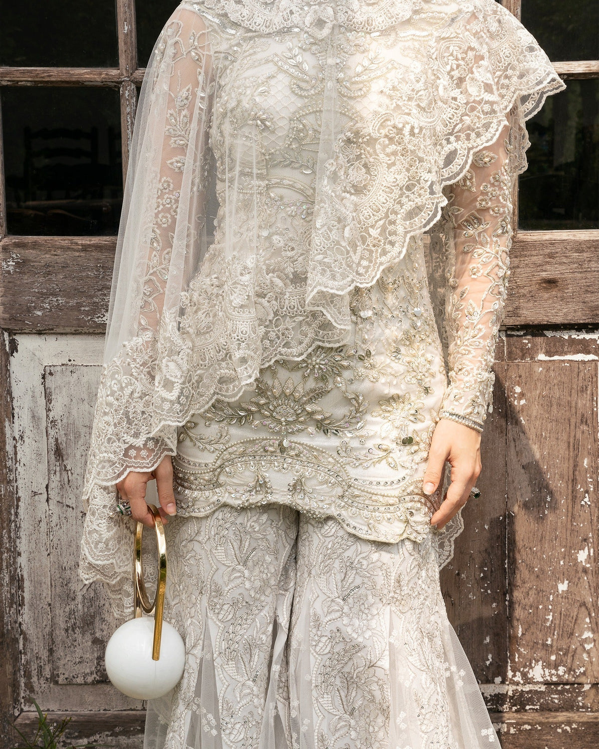 Mysie by Tahira | Eid Festive | NIHA-Brand:Mysie by Tahira-Type:Ladies Clothes-Off White-Net-House of Maryam- Buy in UK, USA