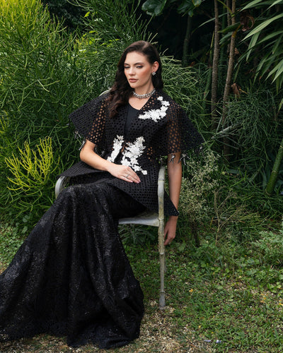 Mysie by Tahira | Eid Festive | SIRA-Brand:Mysie by Tahira-Type:Ladies Clothes-Black-Raw Silk-House of Maryam- Buy in UK, USA