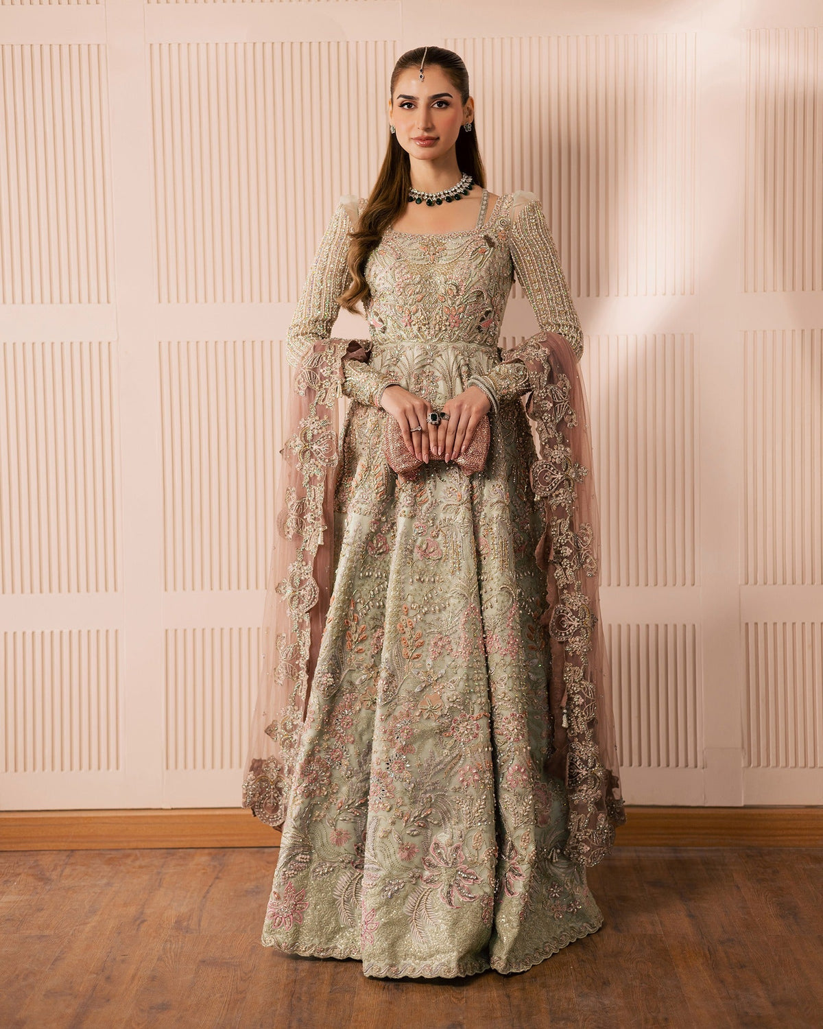 Mysie by Tahira | Wedding Formal Wears | ALIZEY-Brand:Mysie by Tahira-Type:Ladies Clothes-Mint-Organza-House of Maryam- Buy in UK, USA