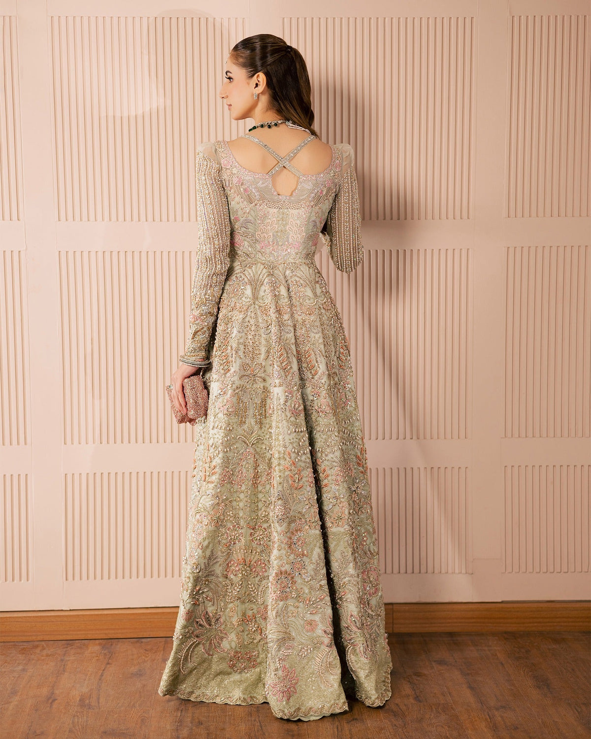 Mysie by Tahira | Wedding Formal Wears | ALIZEY-Brand:Mysie by Tahira-Type:Ladies Clothes-Mint-Organza-House of Maryam- Buy in UK, USA
