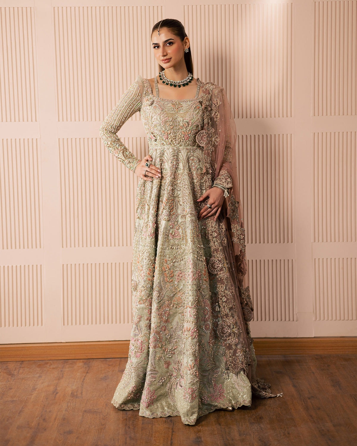 Mysie by Tahira | Wedding Formal Wears | ALIZEY-Brand:Mysie by Tahira-Type:Ladies Clothes-Mint-Organza-House of Maryam- Buy in UK, USA