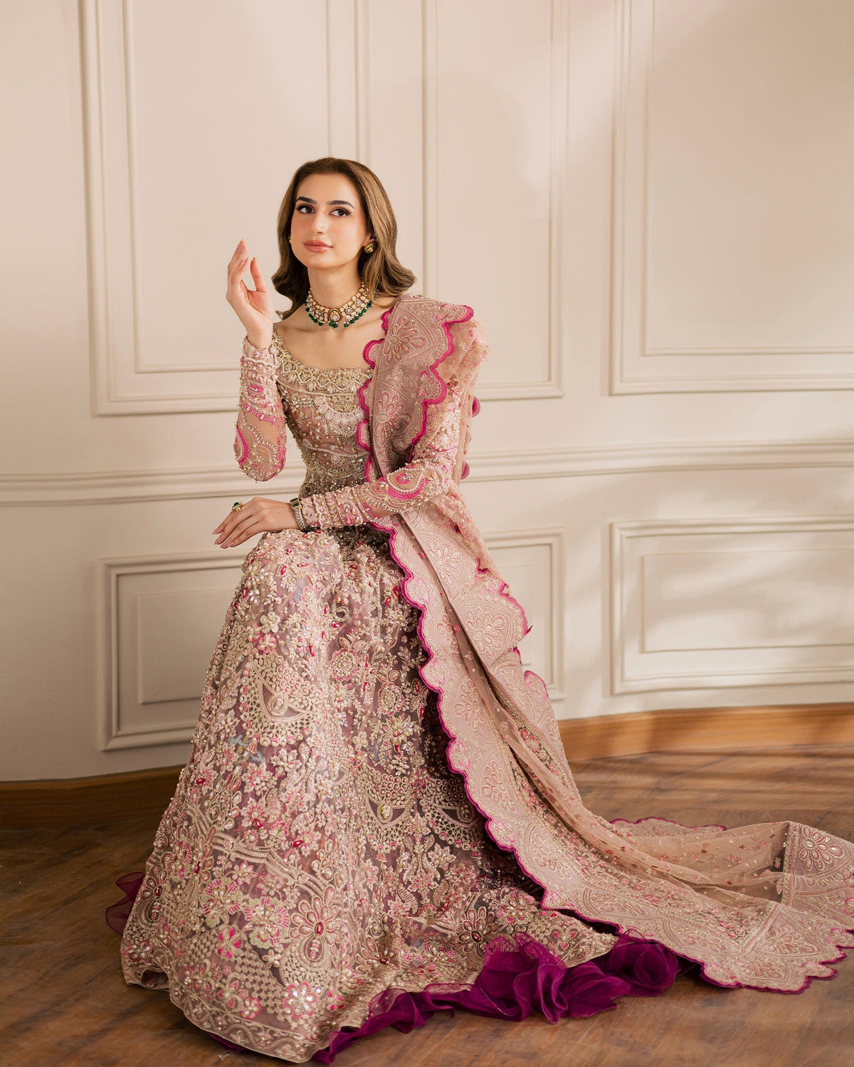 Mysie by Tahira | Wedding Formal Wears | ANAMIKA-Brand:Mysie by Tahira-Type:Ladies Clothes-Magenta-Organza-House of Maryam- Buy in UK, USA