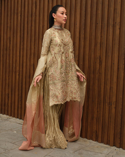 Mysie by Tahira | Wedding Formal Wears | ANUM-Brand:Mysie by Tahira-Type:Ladies Clothes-Gold-Tissue-House of Maryam- Buy in UK, USA